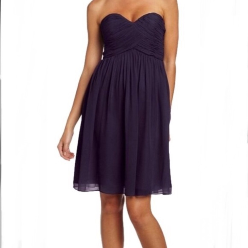 π DONNA MORGAN STRAPLESS SILK CHIFFON DRESS - Picture 1 of 2